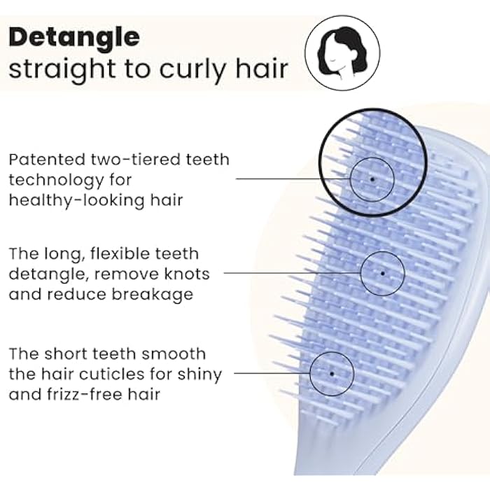 Tangle Teezer | The Mini Wet Detangler Hairbrush for Wet & Dry Hair | Perfect for Kids & Traveling | Eliminates Knots & Reduces Breakage | Digital Lavender - Image 2